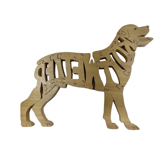 Rottweiler Wooden Scroll Jigsaw Dog Puzzle Figurine USA Signed By Maker - Picture 3 of 6
